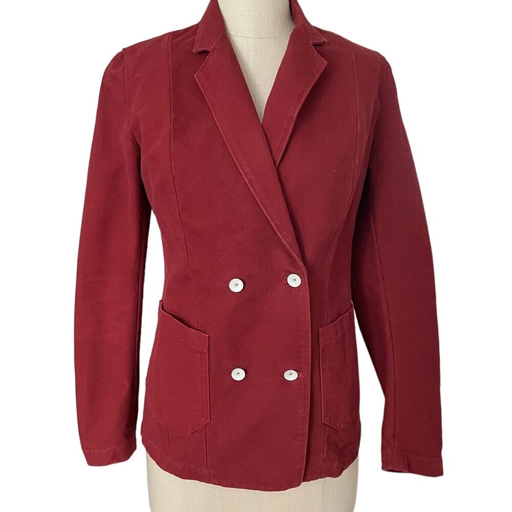 Father's Daughter Sloane Double Breasted Denim‎ Blazer Brick Red Small